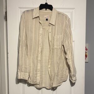 Universal Thread Beige Striped Button Down Shirt